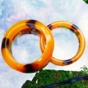 Vintage Butterscotch & Chocolate Lucite Bangle Bracelets